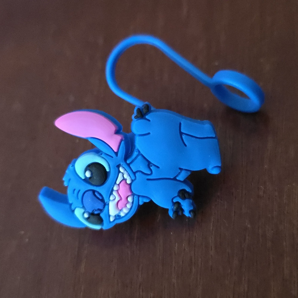 Blue Alien Silicone Straw Topper Cover Charm Accessory Playful Pose